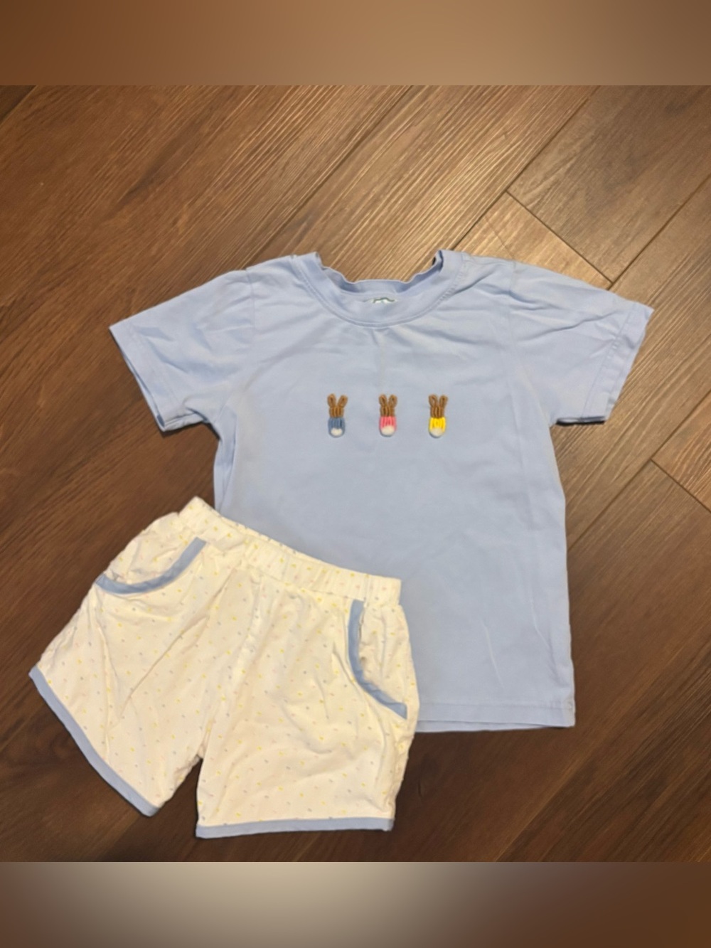 4T Boy Bullion Stitch Bunny Short Set (Southern Taters)
